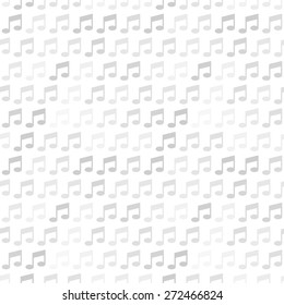 Seamless vector pattern. Gray and white texture with music note icon pattern
