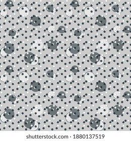 Seamless vector pattern with gray-white dots, polka dots, artistic. Illustration for hoop, surface, packaging, postcards.