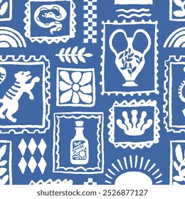 Seamless vector pattern with Greek vases and palm motifs, isolated on a white background. Perfect for textile, wallpaper, or decor design.