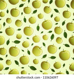 Seamless vector pattern with green apples