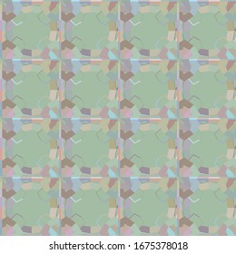 Seamless vector pattern in green brown colors. Background texture in geometric ornamental style.