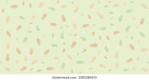 Seamless vector pattern of green and brown leaves on a light background, perfect for fabric or wallpaper designs.