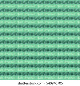 Seamless vector pattern. green geometrical background with hand drawn little decorative elements.Simple design. Graphic vector illustration. Template for wrapping, background, wallpaper, cover..