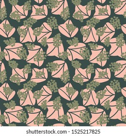 A seamless vector pattern with green grapes fruit and leaves. Surface print design.