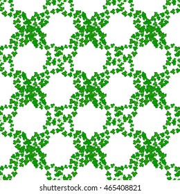 Seamless vector pattern of green ivy on white background.