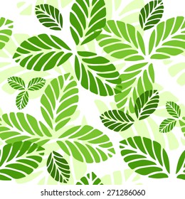 Seamless vector pattern with green leaves