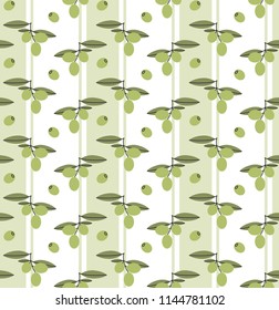 Seamless vector pattern with green olives