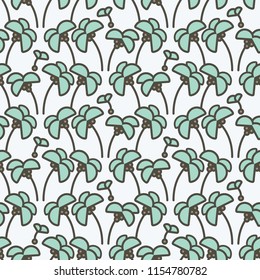 Seamless vector pattern green palm trees