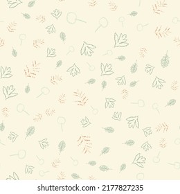 Patrón vectorial sin foco con hojas verdes y rosas. Textura de planta para tela, papel de pared, papel de envoltura, embalaje, web.