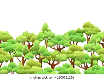Seamless vector pattern. Green trees, forest, park on a white background.