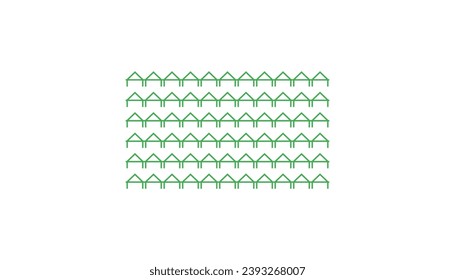 Patrón vectorial sin cable. Textura verde y blanca con patrón de icono de casa