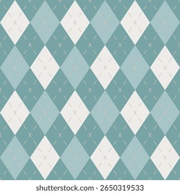 Padrão de vetor sem costura verde argyle diamante verificar fundo têxtil repetir clássico preppy costura tecido design tradicional geométrico inverno acolhedor golfe vintage abstract apparel decoração