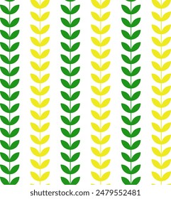 Seamless vector pattern of green yellow plants upside down on a white background