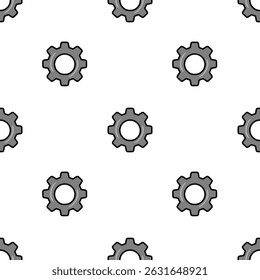 Seamless vector pattern of grey cogwheels on white background, ideal for industrial design or technical projects.