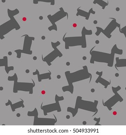 Seamless vector pattern with grey dogs