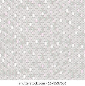 Seamless vector pattern of grey honeycomb mosaic. Grey hexagon tiles background. Print for wrapping, web backgrounds, fabric, decor, surface, packaging, scrapbooking, etc. 