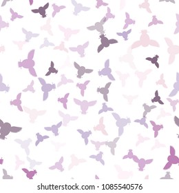 Seamless vector pattern with grey, pink, violet owls. Repetitive background with vector multicolored flat birds. Owls in the repetitive seamless vector pattern.