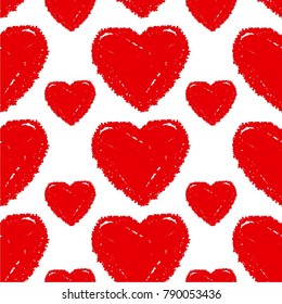 Seamless vector pattern grunge post stamp heart