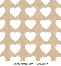 Seamless vector pattern grunge post stamp heart