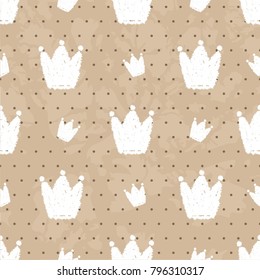 Seamless vector pattern grunge post stamp crown