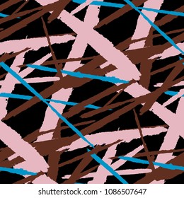 Seamless Vector Pattern. Grunge Texture with Brush Strokes for Plaid, Fabric, Blanket. Trendy Background in Modern Style. Noisy Seamless Texture.