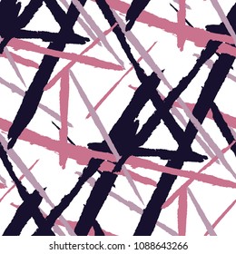 Seamless Vector Pattern. Grunge Texture with Dry Brush Strokes for Plaid, Fabric, Blanket. Trendy Background in Modern Style. Noisy Seamless Texture.