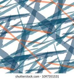 Seamless Vector Pattern. Grunge Texture with Dry Brush Strokes for Calico, Chintz, Cotton. Trendy Background in Modern Style. Noisy Seamless Texture.