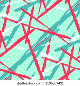 Seamless Vector Pattern. Grunge Texture with Brush Strokes for Plaid, Cloth, Shirt. Trendy Background in Modern Style. Noisy Seamless Texture.