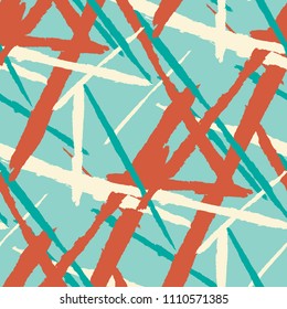 Seamless Vector Pattern. Grunge Texture with Dry Brush Strokes for Print, Wrapping, Tablecloth. Trendy Background in Modern Style. Noisy Seamless Texture.