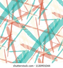 Seamless Vector Pattern. Grunge Texture with Dry Brush Strokes for Plaid, Cloth, Shirt. Trendy Background in Modern Style. Noisy Seamless Texture.