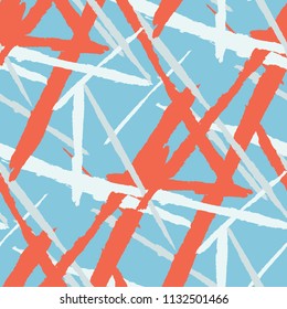 Seamless Vector Pattern. Grunge Texture with Brush Strokes for Textile, Fabric, Blanket. Trendy Background in Modern Style. Noisy Seamless Texture.