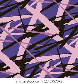 Seamless Vector Pattern. Grunge Texture with Brush Strokes for Plaid, Cloth, Shirt. Trendy Background in Modern Style. Noisy Seamless Texture.