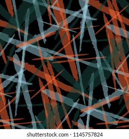 Seamless Vector Pattern. Grunge Texture with Dry Brush Strokes for Plaid, Fabric, Blanket. Trendy Background in Modern Style. Noisy Seamless Texture.