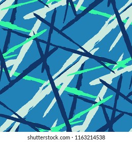 Seamless Vector Pattern. Grunge Texture with Brush Strokes for Plaid, Fabric, Blanket. Trendy Background in Modern Style. Noisy Seamless Texture.