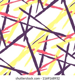 Seamless Vector Pattern. Grunge Texture with Dry Brush Strokes for Wallpaper, Cloth, Shirt. Trendy Background in Modern Style. Noisy Seamless Texture.