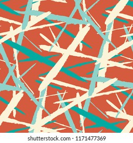 Seamless Vector Pattern. Grunge Texture with Dry Brush Strokes for Wallpaper, Curtain, Shirt. Trendy Background in Modern Style. Noisy Seamless Texture.