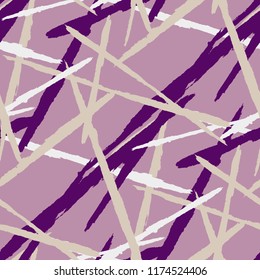 Seamless Vector Pattern. Grunge Texture with Brush Strokes for Plaid, Fabric, Blanket. Trendy Background in Modern Style. Noisy Seamless Texture.