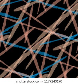 Seamless Vector Pattern. Grunge Texture with Dry Brush Strokes for Print, Wrapping, Cotton. Trendy Background in Modern Style. Noisy Seamless Texture.