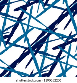 Seamless Vector Pattern. Grunge Texture with Dry Brush Strokes for Plaid, Fabric, Blanket. Trendy Background in Modern Style. Noisy Seamless Texture.