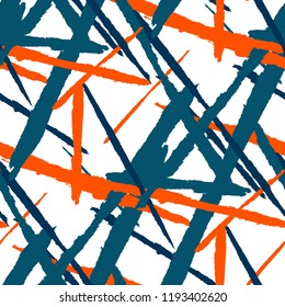 Seamless Vector Pattern. Grunge Texture with Dry Brush Strokes for Textile, Fabric, Blanket. Trendy Background in Modern Style. Noisy Seamless Texture.