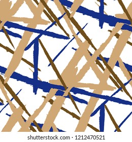 Seamless Vector Pattern. Grunge Texture with Dry Brush Strokes for Calico, Wrapping, Cotton. Trendy Background in Modern Style. Noisy Seamless Texture.