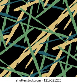 Seamless Vector Pattern. Grunge Texture with Dry Brush Strokes for Plaid, Fabric, Blanket. Trendy Background in Modern Style. Noisy Seamless Texture.