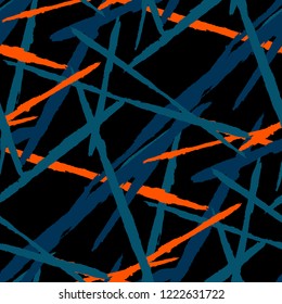 Seamless Vector Pattern. Grunge Texture with Dry Brush Strokes for Wallpaper, Curtain, Tablecloth. Trendy Background in Modern Style. Noisy Seamless Texture.