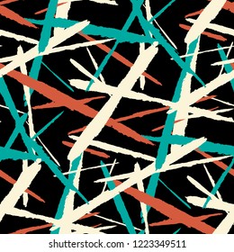 Seamless Vector Pattern. Grunge Texture with Dry Brush Strokes for Plaid, Cloth, Shirt. Trendy Background in Modern Style. Noisy Seamless Texture.