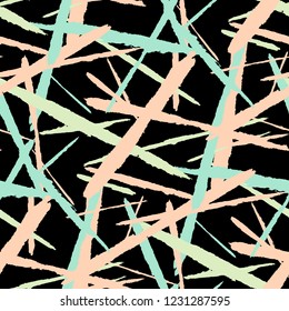 Seamless Vector Pattern. Grunge Texture with Brush Strokes for Plaid, Fabric, Blanket. Trendy Background in Modern Style. Noisy Seamless Texture.