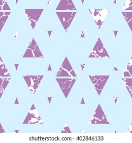 Seamless vector pattern with grunge triangles in trendy colors