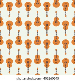 Seamless vector pattern with guitars. Travel to Mexico texture. Pattern in the swatches panel.