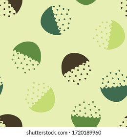 Diseño vectorial sin inconvenientes con semicírculo y puntos en el diseño de papel pintado blanco. Diseño de fondo verde abstracto de tazón para textiles de moda.