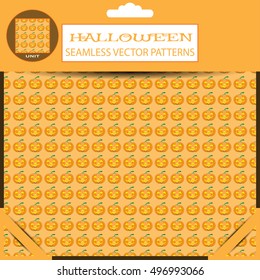 Seamless vector pattern of Halloween holiday in the package with shadow.