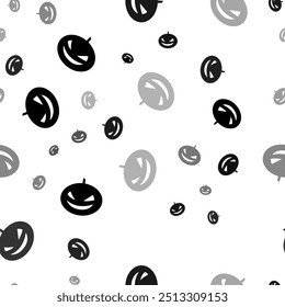 Seamless vector pattern with halloween pumpkin symbols, creating a creative monochrome background with rotated elements. Vector illustration on white background